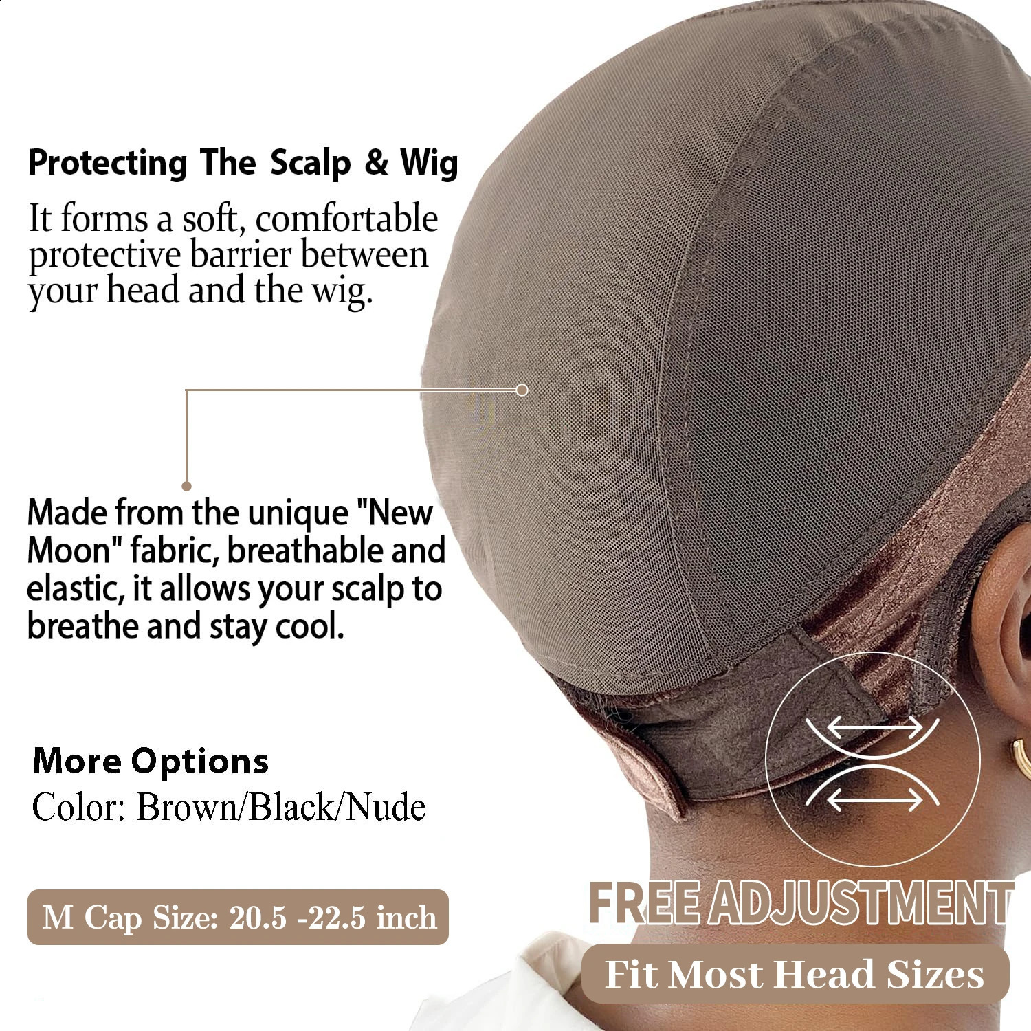 Wig Cap with Grip Band for Keeping Wigs in Place More Full Cap-wide Transparent Lace for Lace Front Wigs 250812