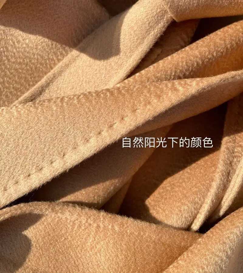 Korean Women Handmade Hepburn Corrugated Water Ripples Coat Double-sided Cashmere Wool Long Woolen Jacket Cashmere Coat Z250813