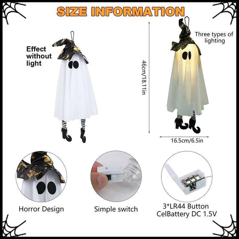 1/2/3pcs LED Light Up Witch Ghost for Halloween Party Home Indoor Outdoor Yard Decoration Scary Hanging Ornaments Gift