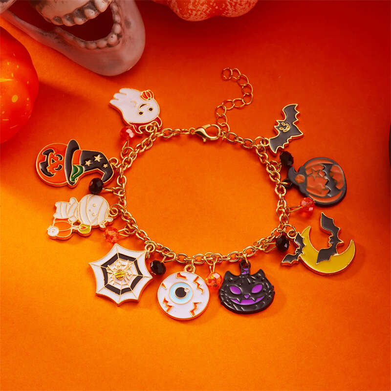 Halloween Pumpkin Spider Skull Alloy Bracelet Creative Ghost Black Cat Jewelry