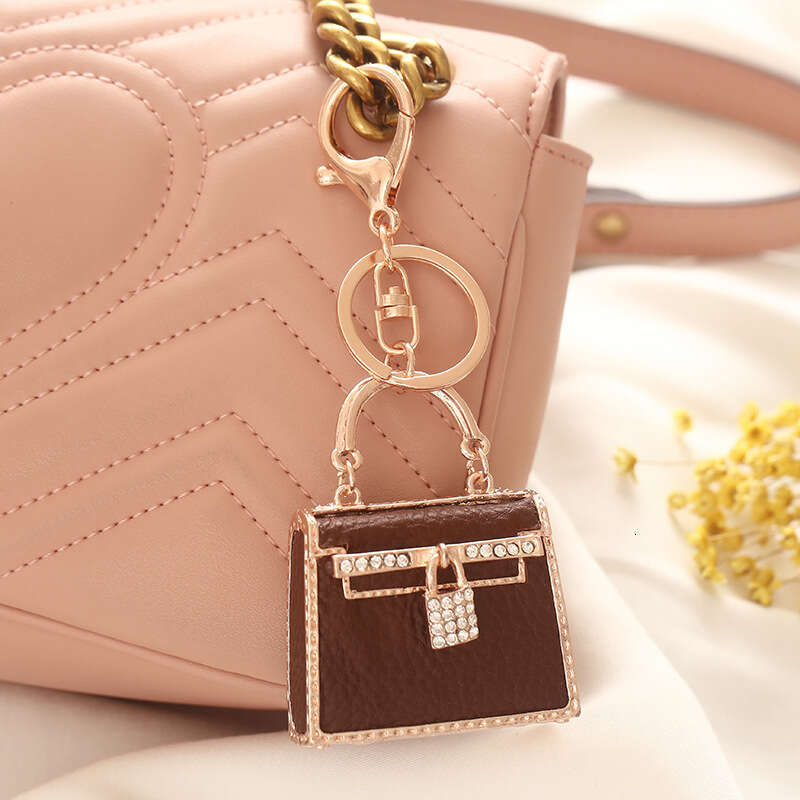 Fashion Hanging Decoration Creative Leather Ins Bag Keychain Metal Car Pendant Small Gift
