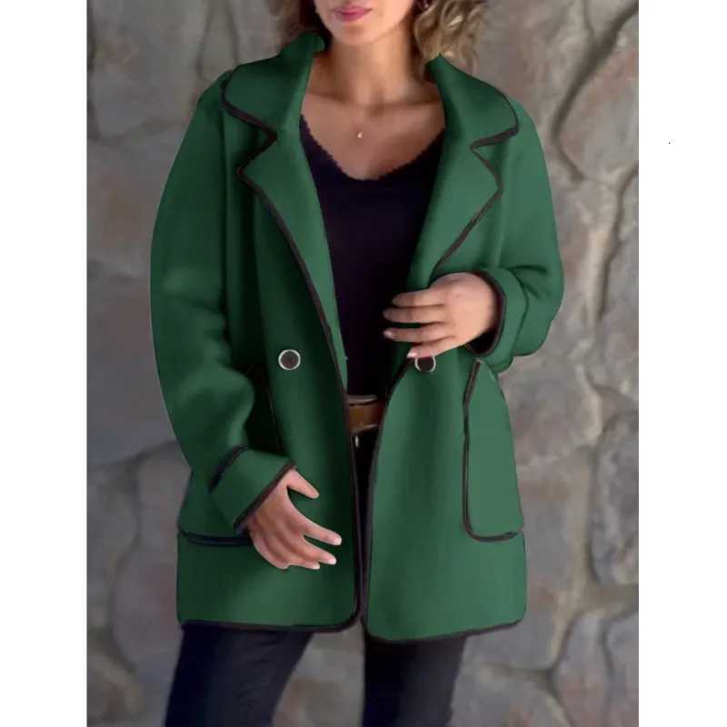 Winter Jackets Stylish Mid-Length Coat New Suit Collar Stitching Long-Sleeved Commuter Elegant Chic Double-Sided Woolen Coats Z250813