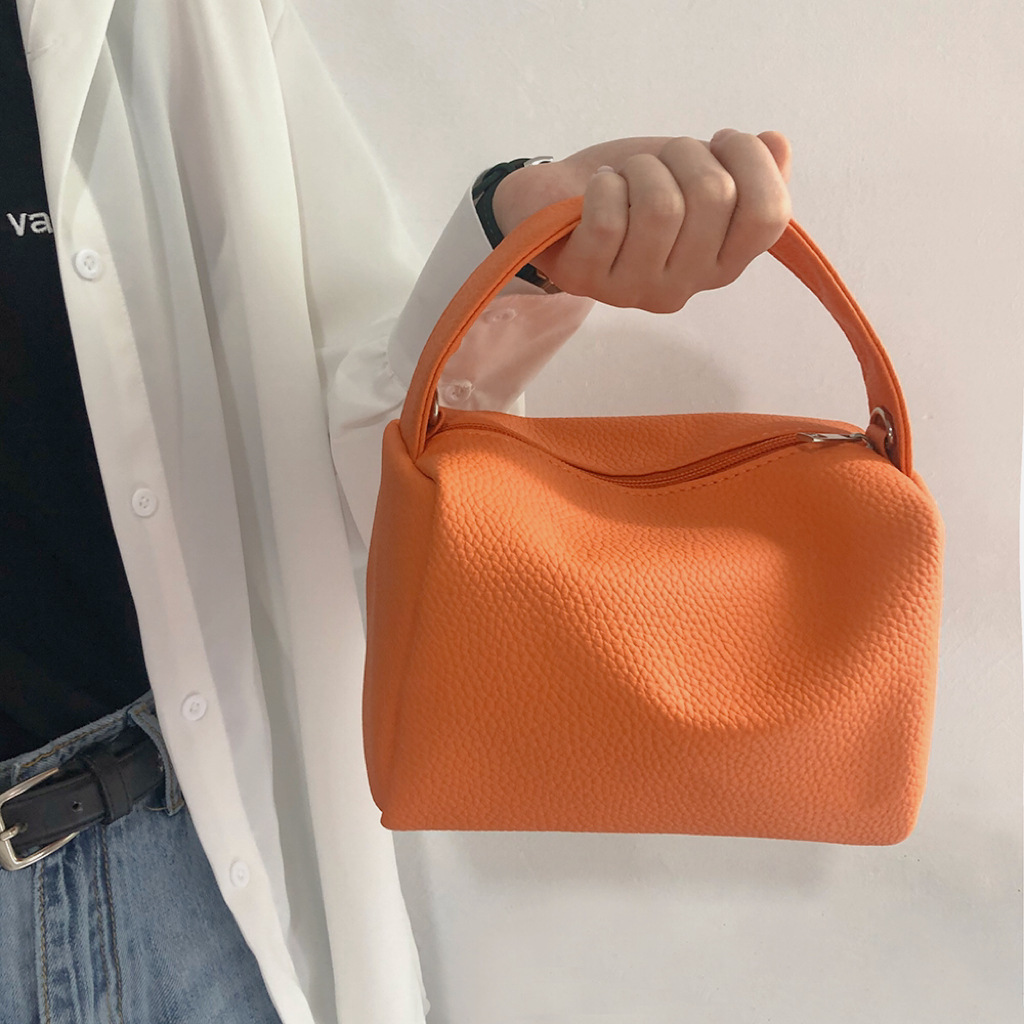 Guangzhou Production Summer Design for Women Korean Handheld Square Small Orange Bag Lychee Pattern Single Shoulder Crossbody ddmymarket