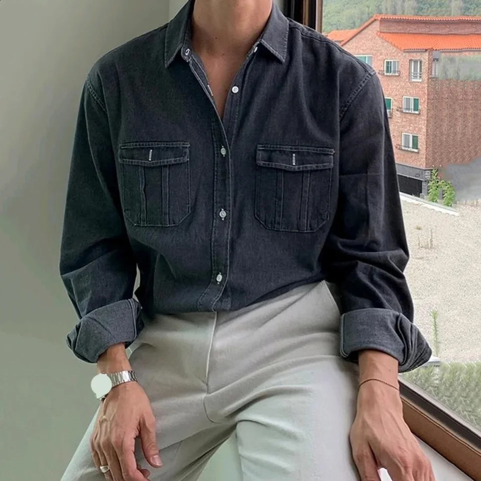 Casual LongSleeves Mens Shirt Casual Occasions Polyester Fabric Slight Stretch Solid Color Pattern Casual Lapel Jacket For Men 250811