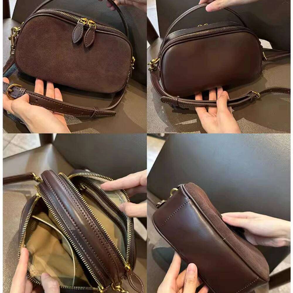 New Simple 2025 Spring Flap Saddle Small Cow Suede Leather Women Shoulder Crossbody Bag 2 Main Pockets Delicate Handbag