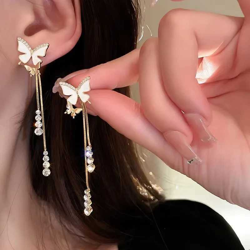 New Fashionable Unique Design Elegant Exquisite Zircon Butterfly Earrings Womens High-end Jewelry Birthday Party Gift Y250812