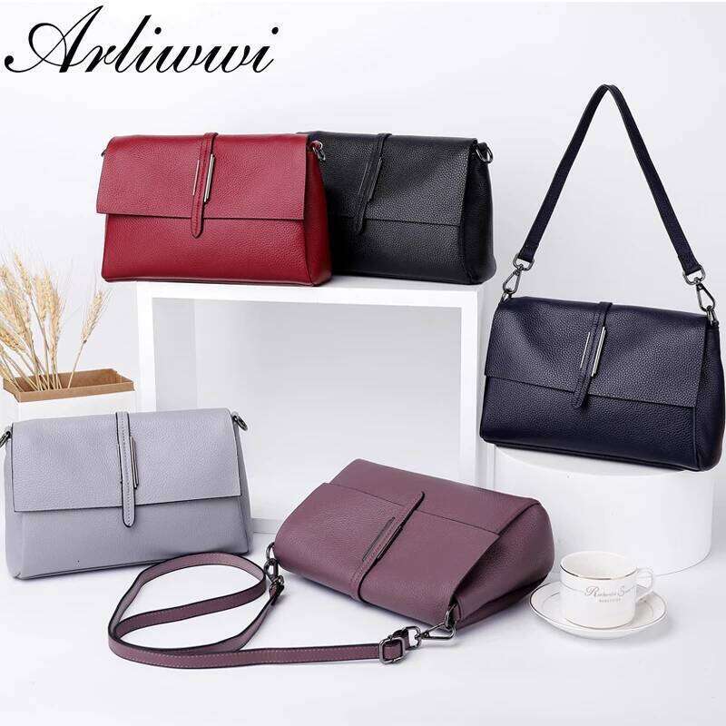 Designer Real Cow Leather Lady's Flap Messenger Bags Soft Genuine Cowhide Functional Shoulder Handbags New