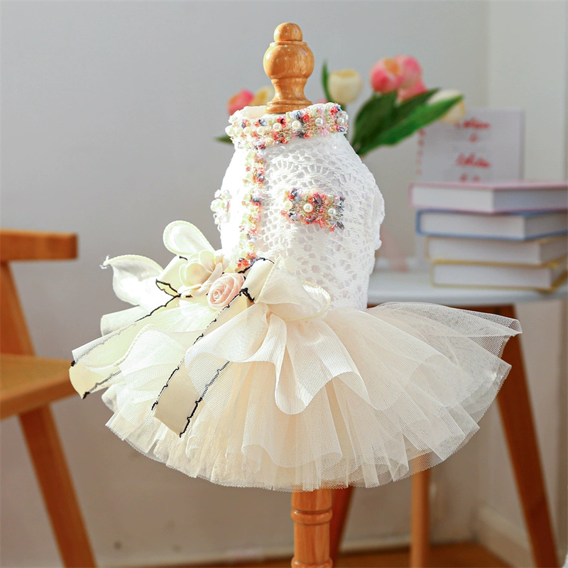 Designer Pet Black Classic Clothing Spring and Autumn Pink Puff Skirt Wedding Dress Princess Dress Suitable for Small and Medium Dogs Pet Sweet Skirt