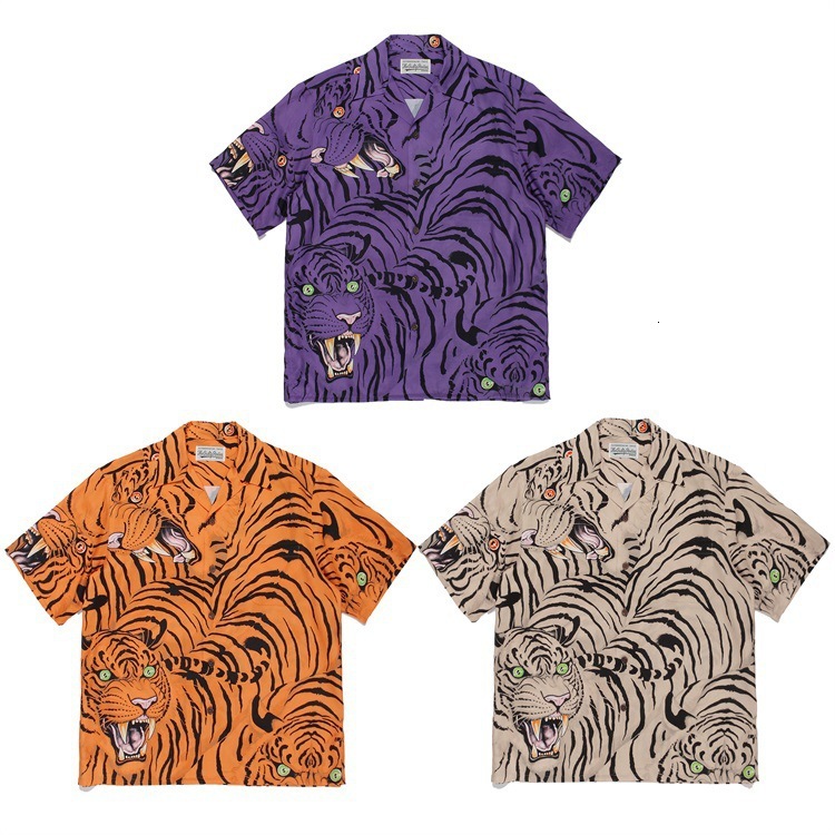 Cloud Pattern TIM LEHI Dragon Tiger Casual Short Sleeve Hawaiian Shirt for Men and Women