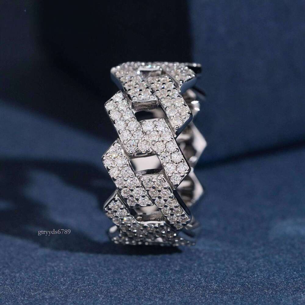 American Local Men's Cuban Passes Tester Hip Hop Ring Silver Silicon Stone