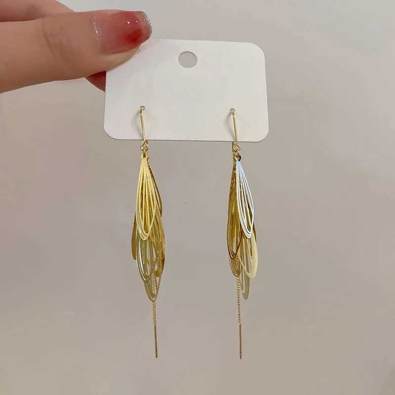 Trendy Temperament Tassel Earrings for Women Gold Color Long Earrings Geometry Fashion Jewelry Earing Y250812