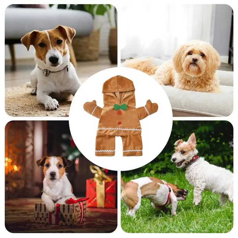 Dog Gingerbread Costume Soft Puppy Costume Hoodie Gingerbread Man Pet Puppy Cat Stand Up Costume For Cats Dogs Puppy Pets XJ250813
