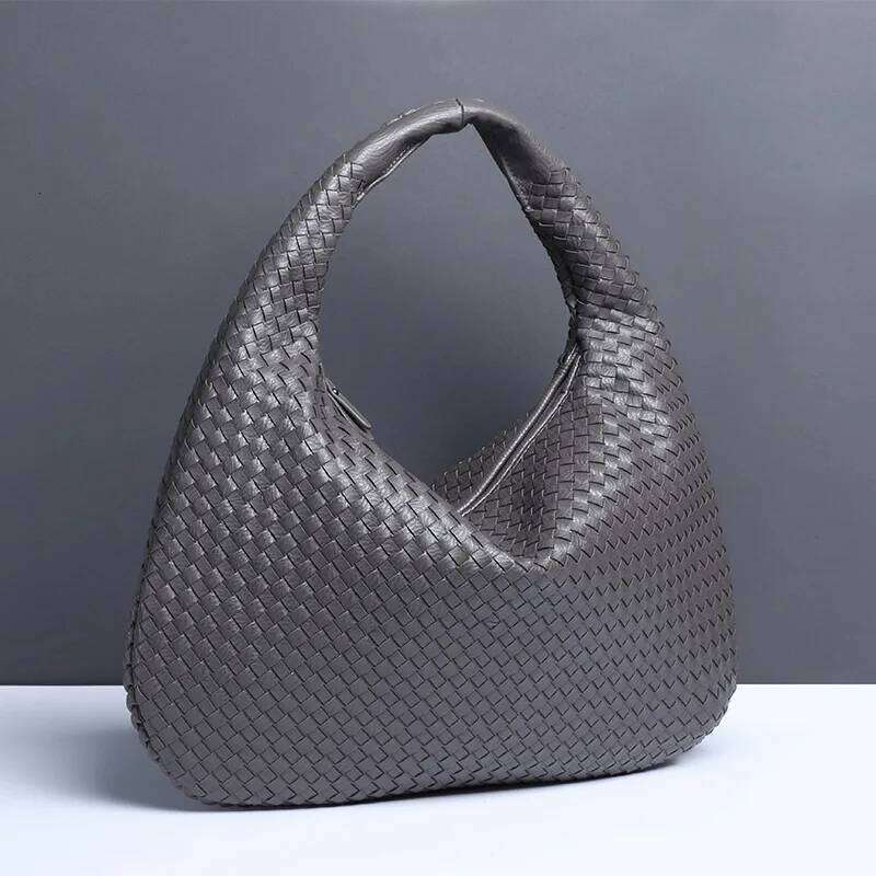 Free shipping designer bags New Vegan Leather Hobo Bag Handmade Woven Casual Female Half Moon Handbag Big Capacity Patchwork Zipper Women Tote Shoulde