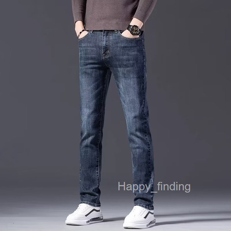 Spring New Mens Stretch Jeans Summer Casual Loose Straight Pants