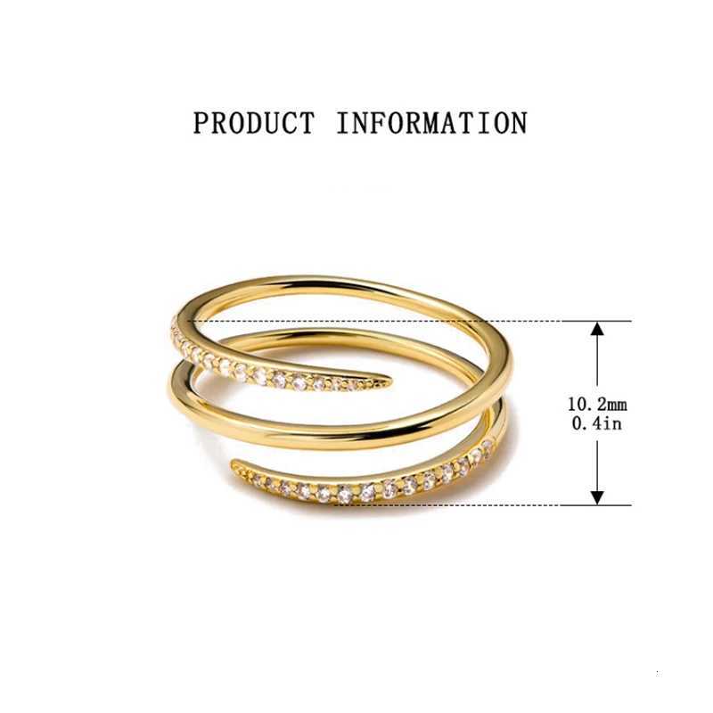 925 Sterling Silver Fashion Three-layer Zircon Unique Adjustable Finger Ring for Women European Spring-shaped Jewelry W250812