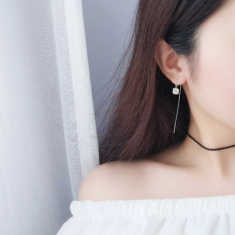 1 Pair Crystal Square Earrings Line Tassel Chain Drop Earring Womens Ear Line Straight Jewelry Gifts Y250812