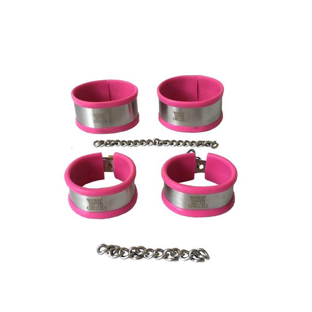 3 Colors Silicone Handcuffs for Sex Fetish Bondage Stainless Steel Hand Cuffs Adult Game Sex Toys for Women and Men XJ250813