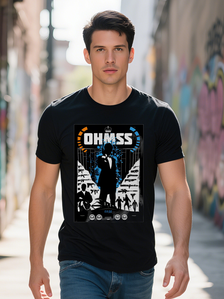 Men S Casual OHMSS Crown Graphic T Shirt Black Royal Blue Golden Print Round Neck Short Sleeve Summer Style