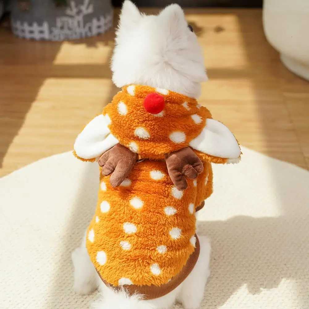 Dog Christmas Reindeer Costume Dog Elk Cosplay Clothing Fleece Christmas Costume Dog Cold Weather Outfits Winter Wear Pet XJ250813