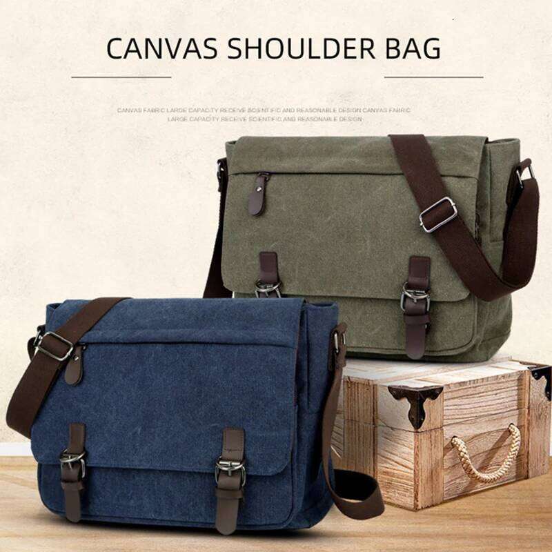 Messenger Bag Men Business Portable Shoulder Canvas Crossbody Pack Retro Casual Office Satchel Travel Bags Kit Vintage
