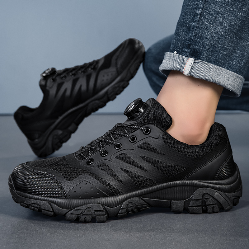 Summer new breathable lightweight black low-top outdoor duty training shoes