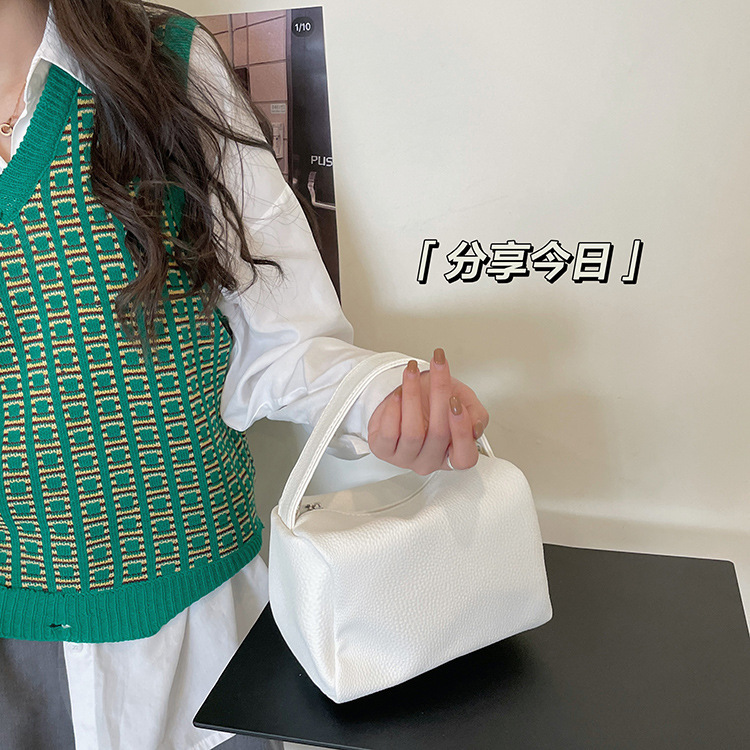 Korea 2025 New Simple Soft Lychee Pattern Tofu Fashion Versatile Handheld Women's Single Shoulder Crossbody Small Bag ddmymarket