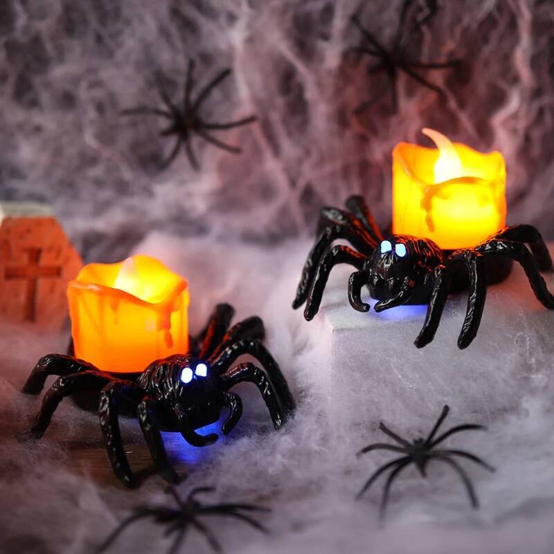3/2/1PCSHalloween Decorations Spider Candles Night Lights Supplies Decorative Props Haunted House Horror Party Accessories ddmynov