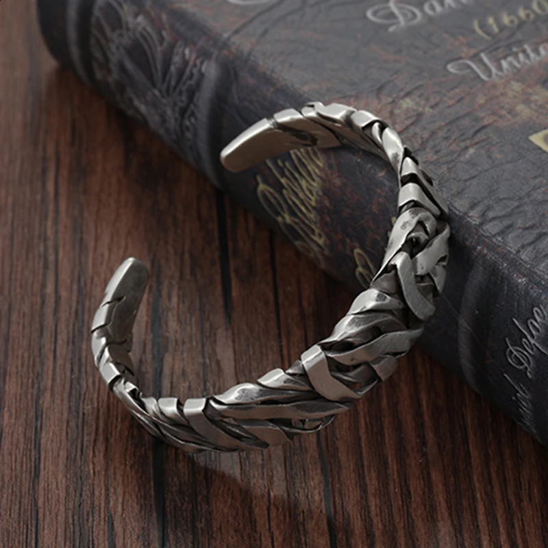 925 Sterling Silver Bracelet Bangle Punk Wide Irregular Geometric For Woman Man Fashion Jewelry Gift Dropship Wholesale 250812