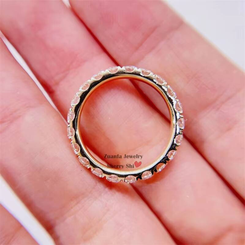 In Stock Basic Engagement Ring with Solid Real 10k Gold 3mm Moissanite Diamond Gold Eternity Ring