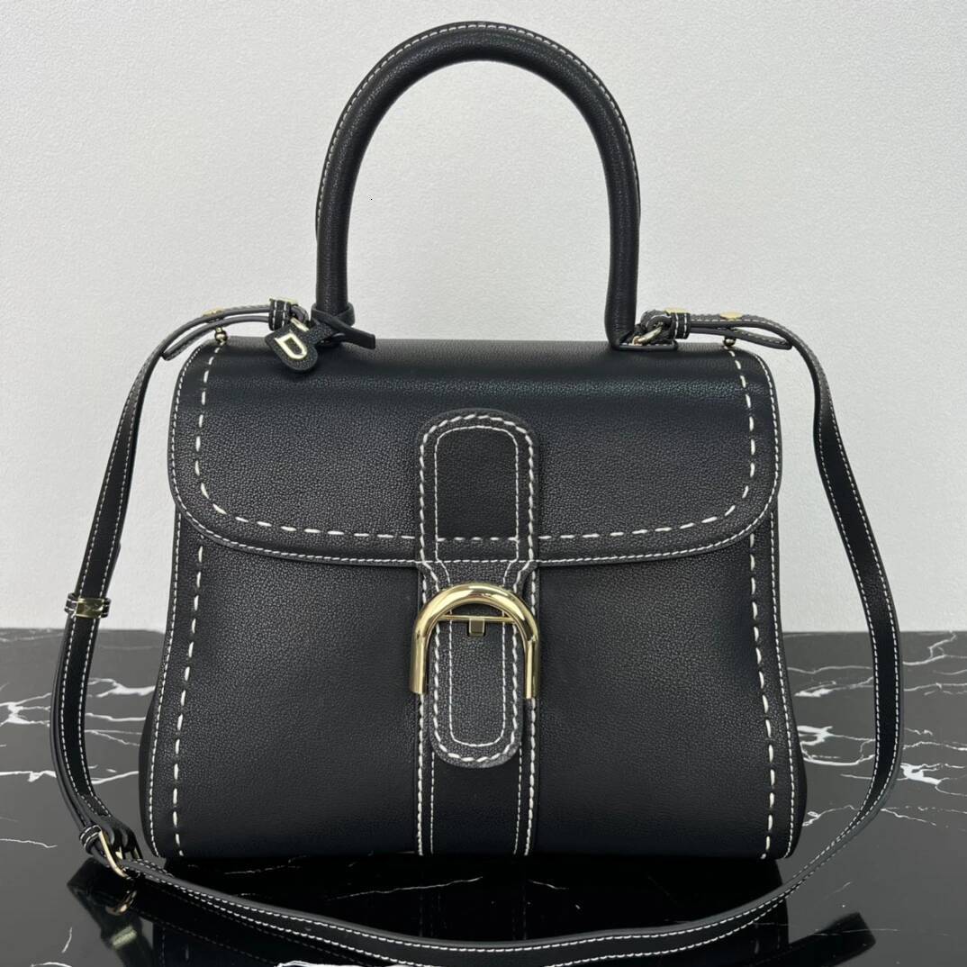 Leather Women's Handbag Crossbody Top Handle Shoulder Bag Contrast ing Gold Buckle Couple Wedding Gifts Elegant high-quality