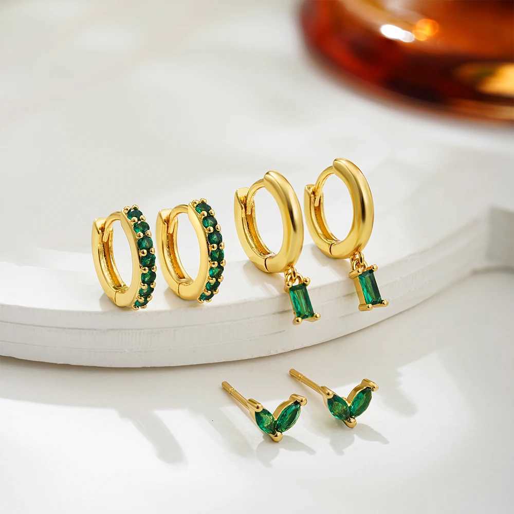 Dainty Zircon Small Stackable 14k Gold Plated Earrings Set for Women Multiple Piercing Cartilage Huggie Hoop Earring Jewelry Y250812