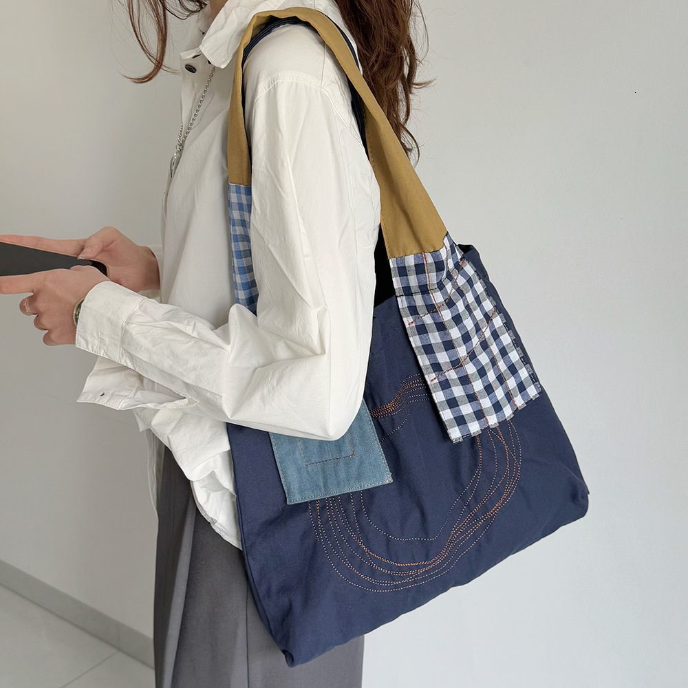2025 New Casual Loose Feel Patchwork Tote Students, Commuting, Large Capacity Shoulder Bag for Women ddmymarket