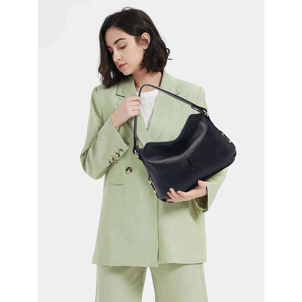 Zency Women s Genuine Leather Shoulder Bags Female Fashion Hobos Crossbody Lady Shopper Designer Handbag Black For Commuters bag