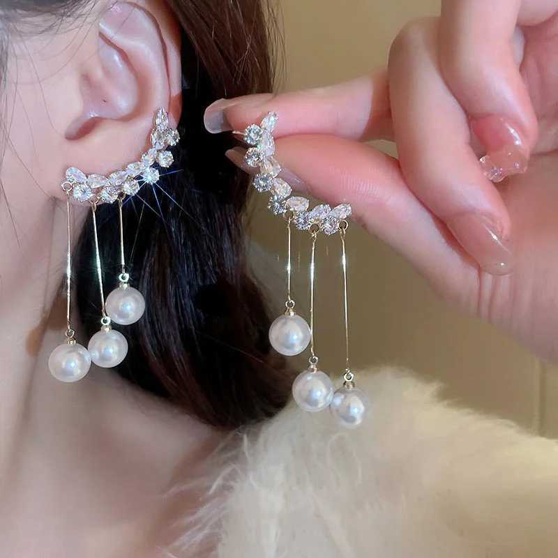 New Classic Elegant Imitation Pearl Dangle Earrings For Women Crystal Long Tassel Exquisite Drop Earring Wedding Jewelry Gifts Y250812