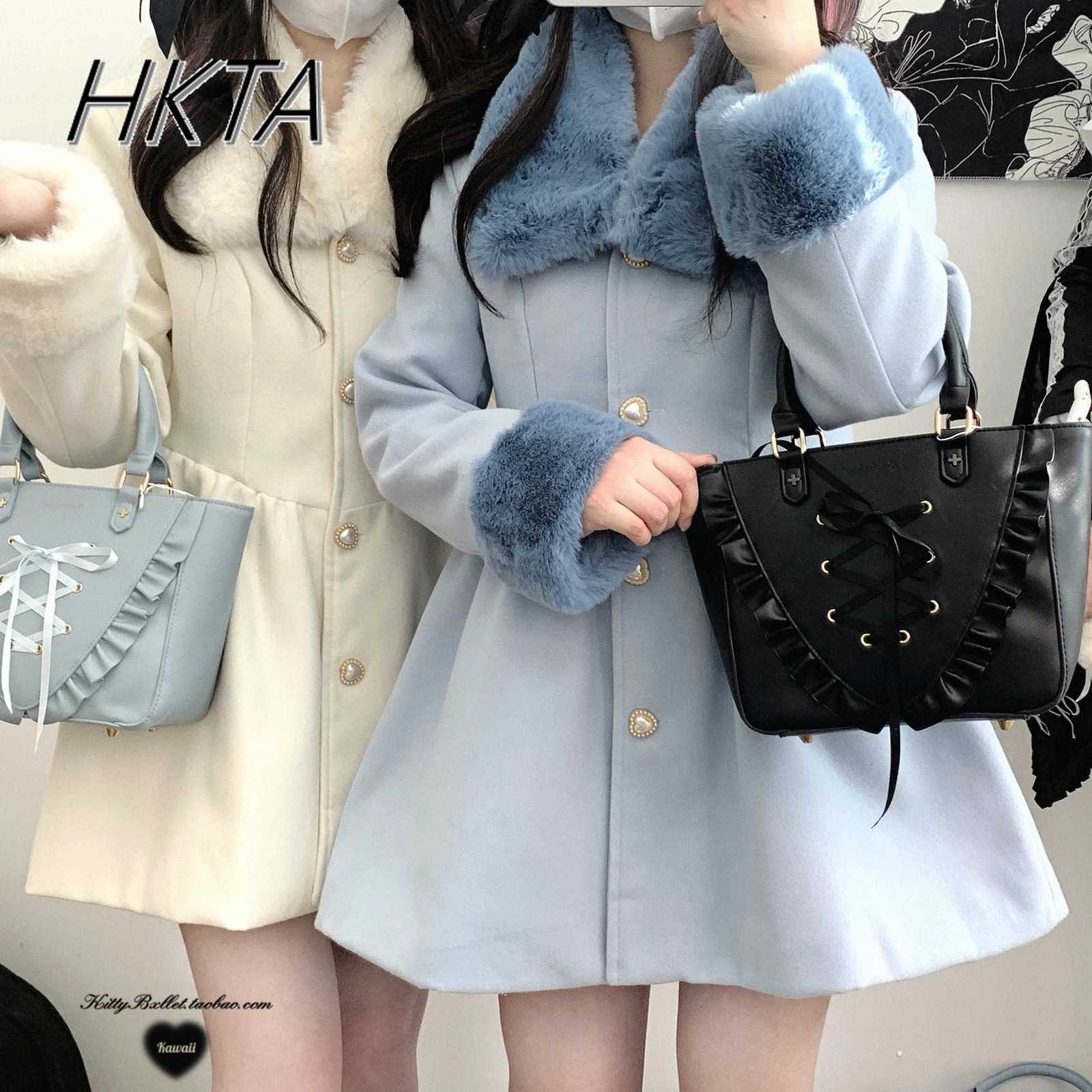 Original Japanese Sweet Imitation Woolen Coat Removable Fur Collar 2025 Winter Jacket Love Single-breasted Wool Overcoat Female Z250813