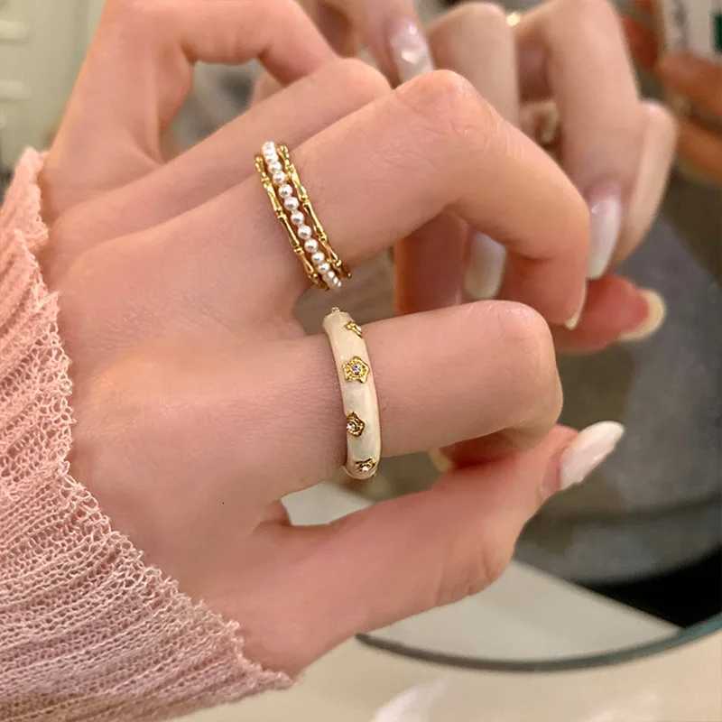 New Fashion Silver Gold Color Double Enamel White Irregular Punk Open Finger Ring for Women Girl Jewelry Gift Dropship W250812