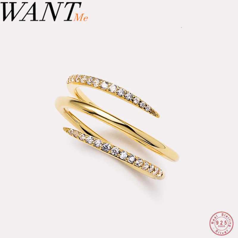 925 Sterling Silver Fashion Three-layer Zircon Unique Adjustable Finger Ring for Women European Spring-shaped Jewelry W250812