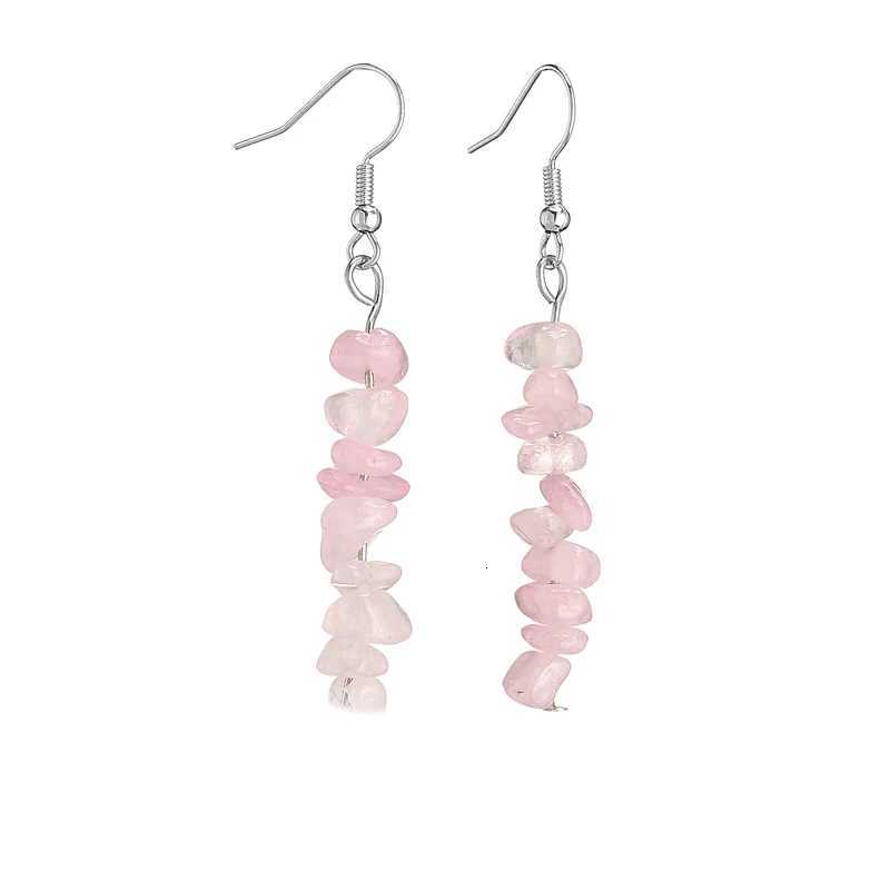 Natural Stone Beads Rose Quartz Amethyst Drop Earrings For Women Statement Dangle Earing Girls Jewelry Arete Party Gift Y250812