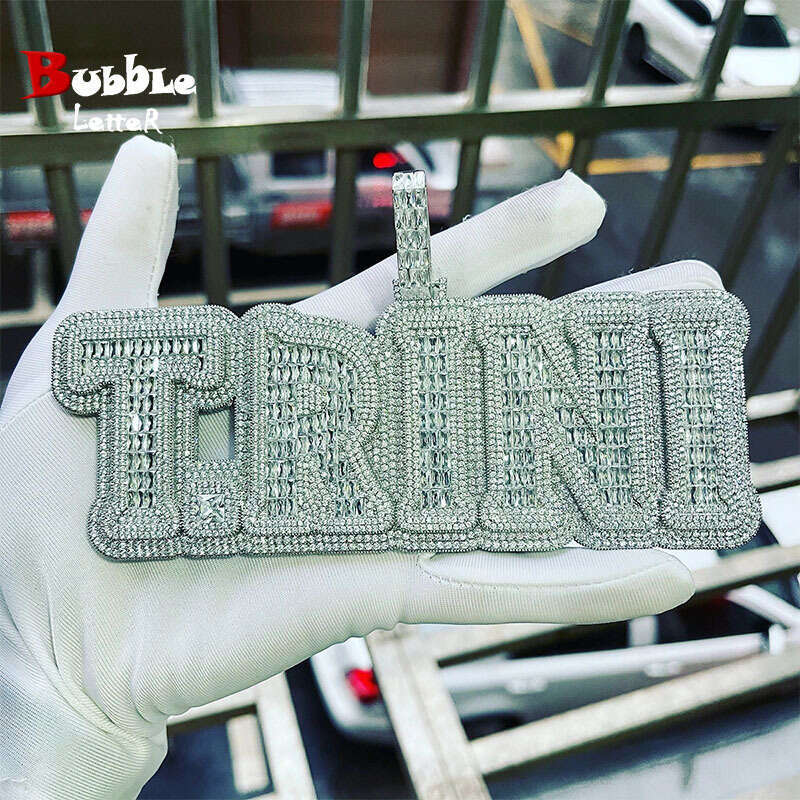 Custom Hip Hop Moissanite Letter Pendant Iced Out VVS Diamond Fashion Chain 925 Silver Name Letter Jewelry for Men Free Shipping