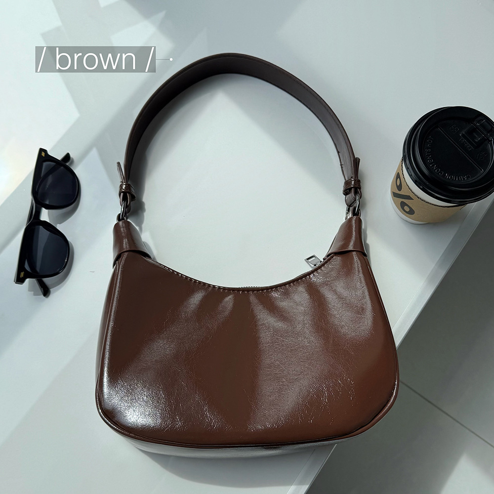 Niche Underarm for Women, Fashionable Single Shoulder Soft Leather Commuter Versatile Crossbody PU Crescent Bag ddmymarket