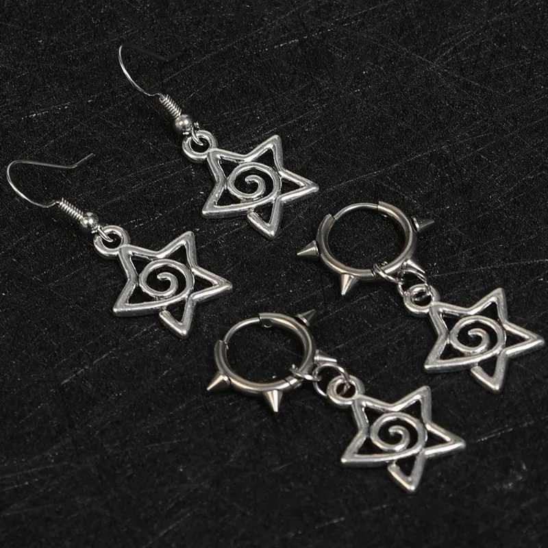 1pair Korean Fashion Cute Star Swirl Earrings Gothic Charms Rivet Earrings Women Punk Grunge Jewelry Vintage Accessories Cool Y250812