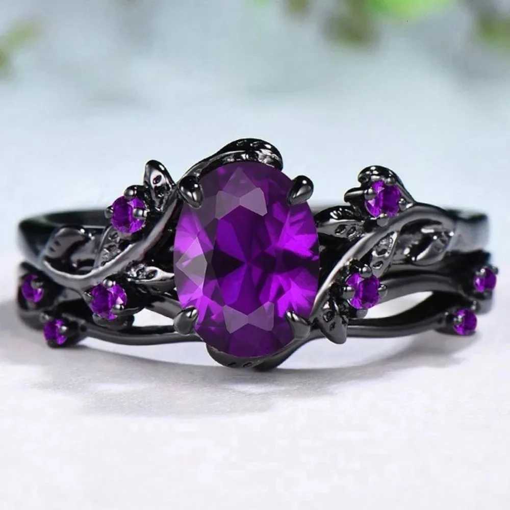 Charm Couple Rings Romantic Women Purple Rhinestones CZ Rings Set Trendy Men Stainless Steel Celtic Dragon Rings Wedding Jewelry W250812