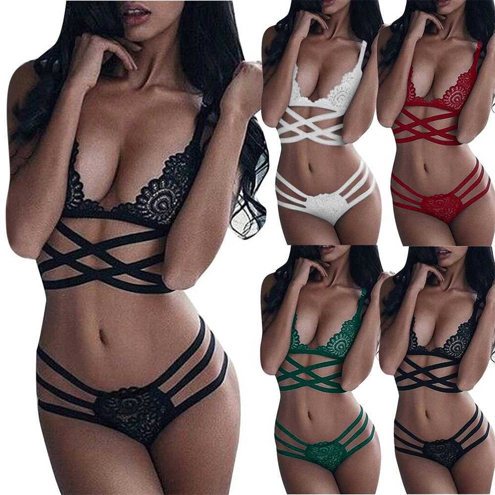 Sexy Lingerie Pornos Suit Corset Bandage Push Up Lace Bra Tops Panties Underwear Set Sleepwear Pajamas Erotic Costume IntimatesXJ250812