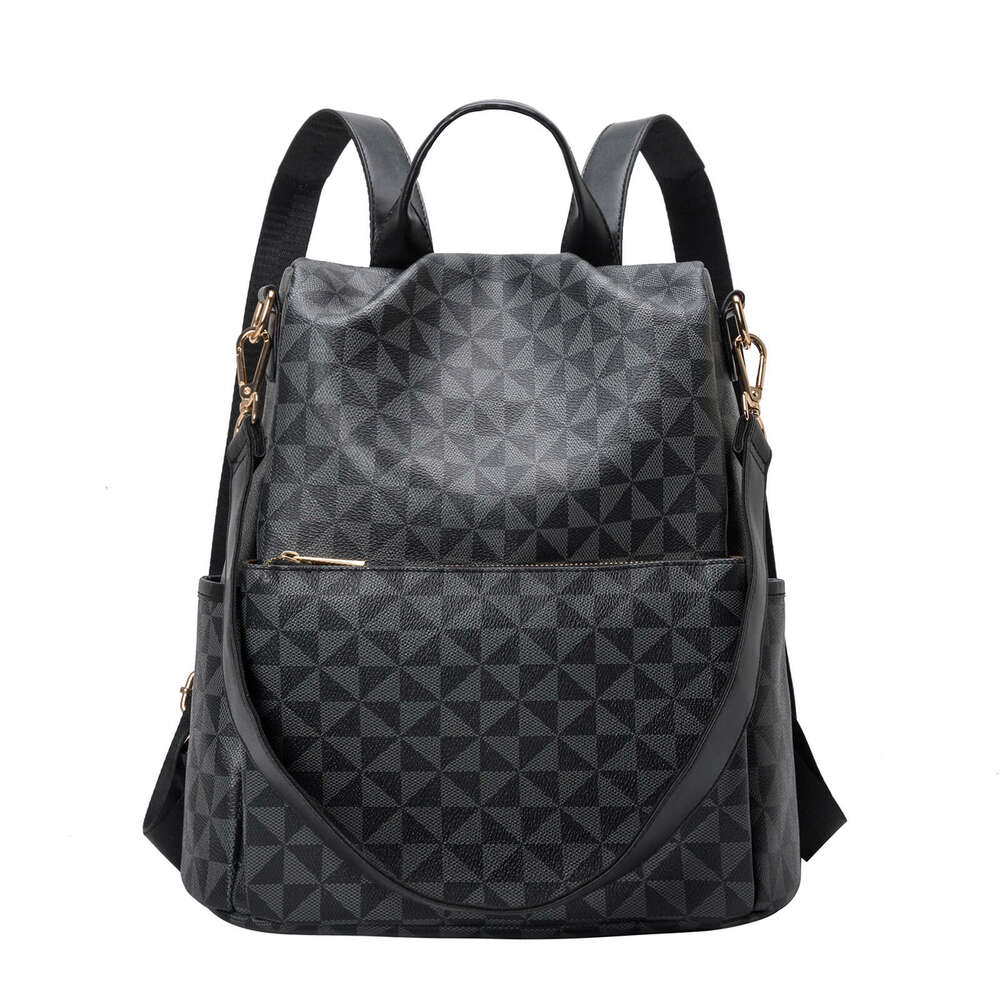 free shipping designer bags Women's Anti-Theft Backpack Geometric Triangle Pattern Large Capacity Multiple Pockets Faux Leather Travel Commute Da