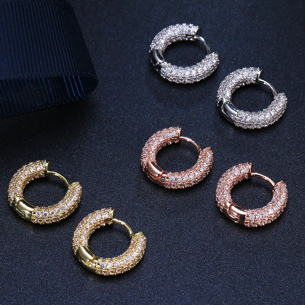 Fashion Silver Color Punk Hoop Earrings For Men Cubic Zirconia Huggie Cartilage Cuff Hypoallergenic Earrings Jewelry 250812