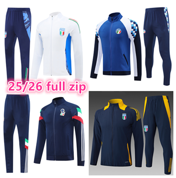 22025 2026 ITaly tracksuit survetement long zip jacket Training suit soccer 25 26 Italia football tracksuits set sportswear RASPADORI VERRATTI BARELLA men kids