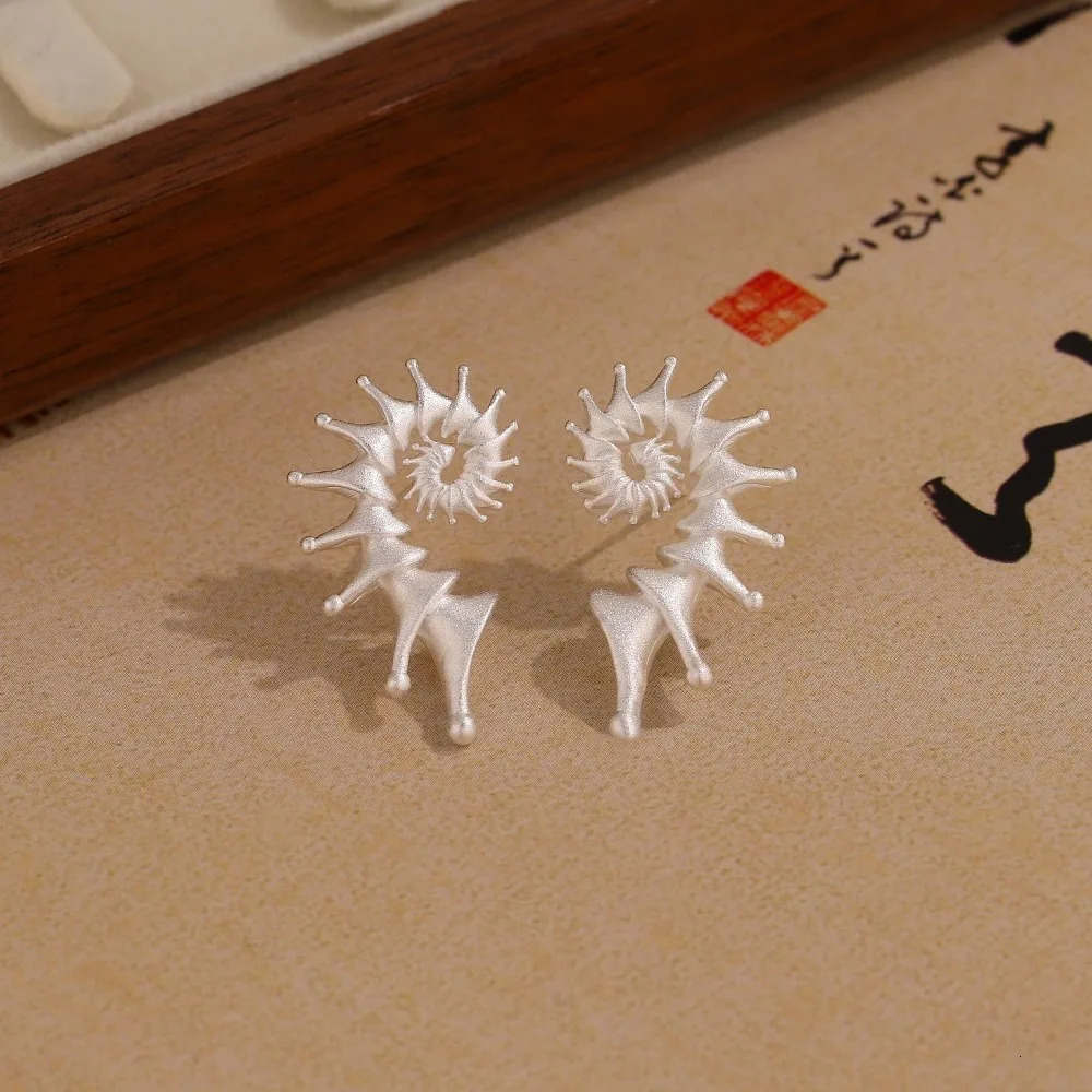 Gothic Personality Stereo Conch Ancient Silver Stainless Steel Stud Earrings for Men Women Hallowmas Punk Jewelry Accessory Gift 250812