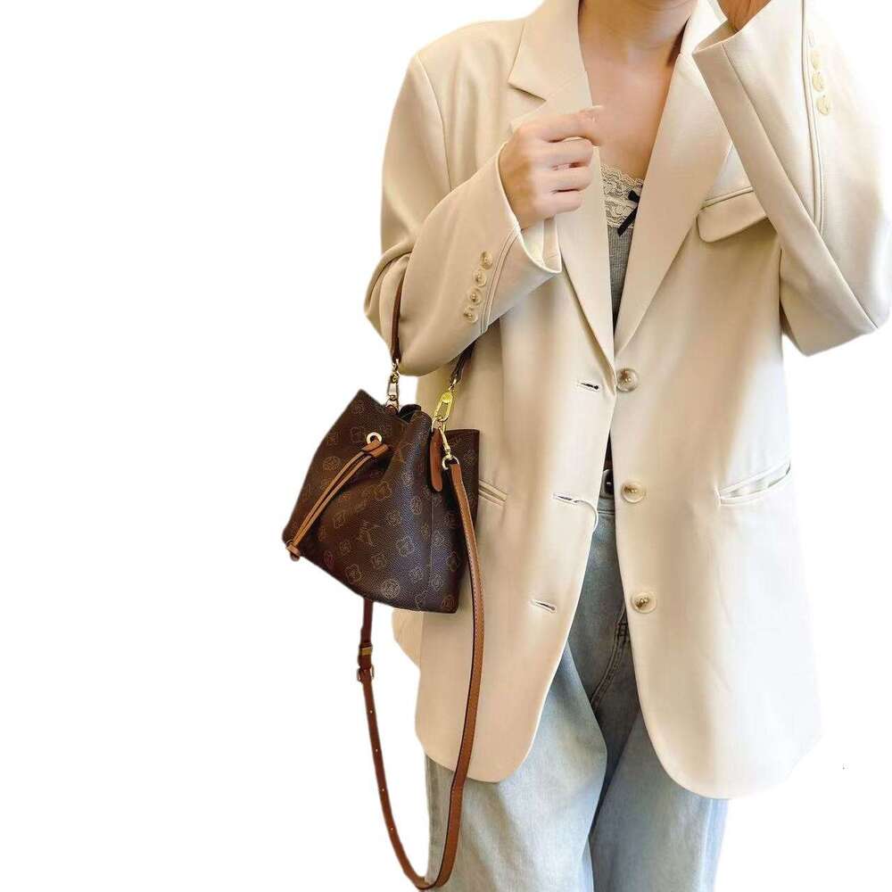 Gutiko 2025 New Women's Bucket High-End Versatile Crossbody Printed Elegant Drawstring Lucky Shoulder Bag