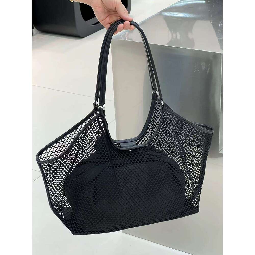 Beach Women's Shoulder Tote Bag, Large Capacity Foldable Mesh Swim Bag With Inside Pocket