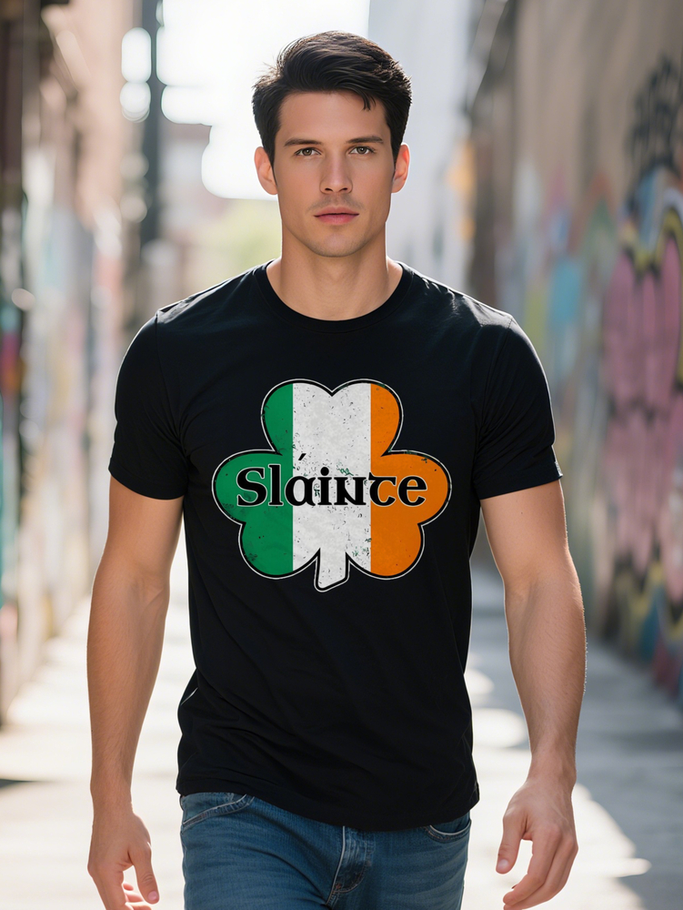 Men s Short Sleeve T Shirt with D Printed Shamrock Sl inte Graphic Lightweight gsm Summer Tee for St